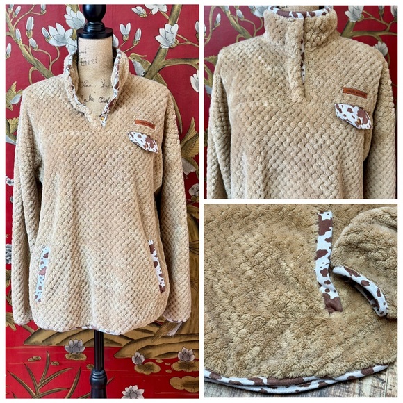 Simply Southern Tops - Women’s “Simply Southern” Quarter-button Fuzzy Sweatshirt Top | #W45